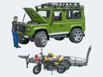 Bruder Land Rover Defender Mit Anhänger Scrambler Ducati Full Trottle Mit Fahrer 3 Bruder Land Rover Defender Mit Anhänger Scrambler Ducati Full Trottle Mit Fahrer