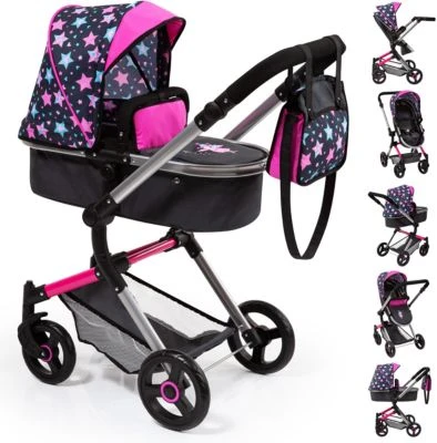 BAYER Kombi-Puppenwagen Vario, Schwarz/pink 3 BAYER Kombi-Puppenwagen Vario, Schwarz/pink