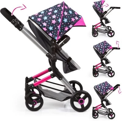 BAYER Kombi-Puppenwagen Vario, Schwarz/pink 4 BAYER Kombi-Puppenwagen Vario, Schwarz/pink – Bild 2