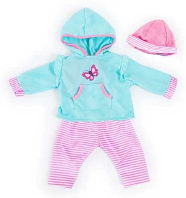 BAYER Kleider Für Puppen 40-46 Cm: 3-tlg. - Hose, Oberteil, Mütze, Türkis/rosa 3 BAYER Kleider Für Puppen 40-46 Cm: 3-tlg. - Hose, Oberteil, Mütze, Türkis/rosa