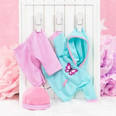 BAYER Kleider Für Puppen 40-46 Cm: 3-tlg. - Hose, Oberteil, Mütze, Türkis/rosa 6 BAYER Kleider Für Puppen 40-46 Cm: 3-tlg. - Hose, Oberteil, Mütze, Türkis/rosa – Bild 4