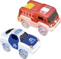 FANTASTIC TRACKS Autorennbahn Fahrzeuge Set Polizei Und Feuerwehr Autorennbahn Fahrzeuge