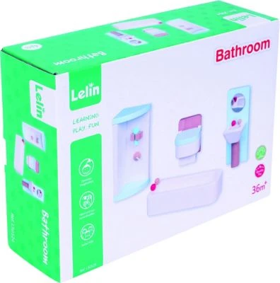 Lelin Holzspielzeug Puppenhausmöbel Badezimmer 4 Tlg 4 Lelin Holzspielzeug Puppenhausmöbel Badezimmer 4 Tlg – Bild 2