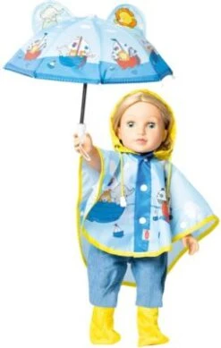 Heless Puppen-Regencape Mit Puppenschirm Und Regenstiefeln, Gr. 35-45 Cm