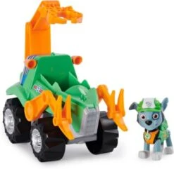 PAW Patrol Dino Rescue Rockys Basis Fahrzeug Mit Rückzieh-Mechanismus, Inklusive Hundefigur Und Überraschungs-Dino, Spielzeug Für Kinder Ab 3 Jahren