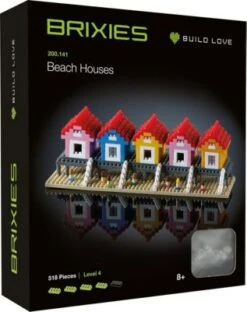 BRIXIES 3D-Bausatz Strandhäuser, 518 Ministeine, Inkl. Aufbauanleitung, Geschenkbox