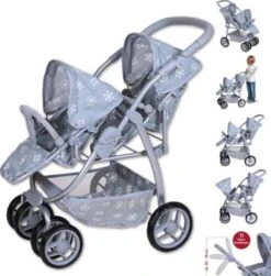 KNORRTOYS.COM Zwillingspuppenwagen Milo - Royal Grey