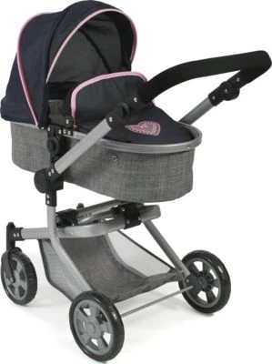 CHIC 2000 Kombi-Puppenwagen MIKA, Melange Grau-navy 3 CHIC 2000 Kombi-Puppenwagen MIKA, Melange Grau-navy