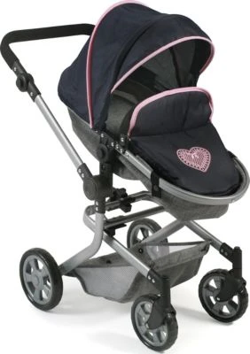 CHIC 2000 Kombi-Puppenwagen MIKA, Melange Grau-navy 7 CHIC 2000 Kombi-Puppenwagen MIKA, Melange Grau-navy – Bild 5