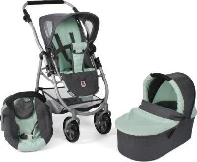 CHIC 2000 Kombi-Puppenwagen 3 In 1 Emotion All In, Melange Anthrazit-mint 3 CHIC 2000 Kombi-Puppenwagen 3 In 1 Emotion All In, Melange Anthrazit-mint