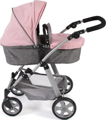 CHIC 2000 Kombi-Puppenwagen NELE, Melange Grau-rosa 4 CHIC 2000 Kombi-Puppenwagen NELE, Melange Grau-rosa – Bild 2