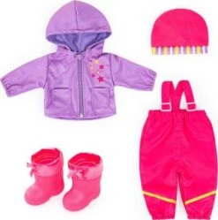 BAYER Puppenkleidung 38-42 Cm, Regenoutfit Rosa/lila