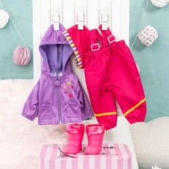 BAYER Puppenkleidung 38-42 Cm, Regenoutfit Rosa/lila -Otto 25569464 03