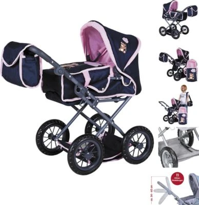 KNORRTOYS.COM Puppenwagen Ruby - Navy Pink Bear 3 KNORRTOYS.COM Puppenwagen Ruby - Navy Pink Bear