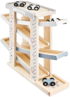 Mamabrum Autorennbahn Holz Mit 4 Fahrzeuge Auto Rennbahn Kinderspielzeug