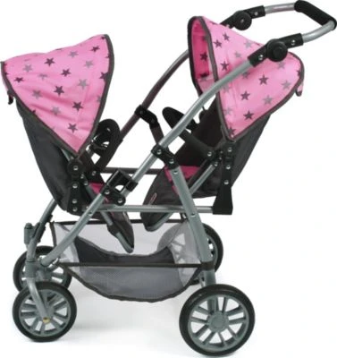 CHIC 2000 Tandem-Buggy Puppenzwillingswagen VARIO, Sternchen Grau 5 CHIC 2000 Tandem-Buggy Puppenzwillingswagen VARIO, Sternchen Grau – Bild 3