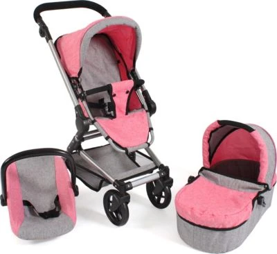 CHIC 2000 Kombi-Puppenwagen FIDES 3 In 1, Melange Pink 3 CHIC 2000 Kombi-Puppenwagen FIDES 3 In 1, Melange Pink