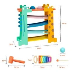 BeebeeRun® 3 In 1 Kugelbahn & Xylophon & Klopfbank Giraffe Holzspielzeug 10 BeebeeRun® 3 In 1 Kugelbahn & Xylophon & Klopfbank Giraffe Holzspielzeug -Otto 27789958 03