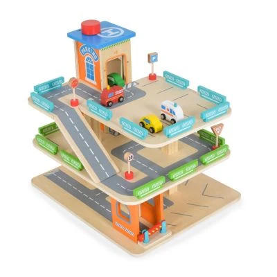 MONI Kinderspielzeug Holz-Parkhaus Drei Etagen 25-tlg. 4 Autos 3 Etagen Parkgaragen 7 MONI Kinderspielzeug Holz-Parkhaus Drei Etagen 25-tlg. 4 Autos 3 Etagen Parkgaragen – Bild 5