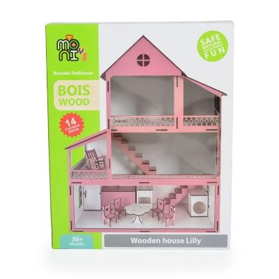 MONI Holz-Puppenhaus Lilly EV10, 3 Ebenen 14-tlg. Möbel-Set Fertig Montiert Puppenhäuser 8 MONI Holz-Puppenhaus Lilly EV10, 3 Ebenen 14-tlg. Möbel-Set Fertig Montiert Puppenhäuser – Bild 6