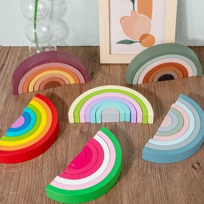 Syntek Regenbogen Bausteinspielzeug Für Kinder Holzbausteine Für Kinder 5 Syntek Regenbogen Bausteinspielzeug Für Kinder Holzbausteine Für Kinder – Bild 3