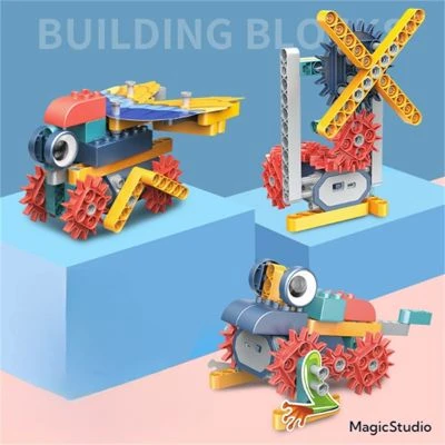 Syntek DIY Elektrische Wissenschafts- Und Bildungsbausteine Zusammengebaute Kinderspielzeuge Mit Mechanischen Getrieben Lernspielzeug Für Kinder Mit Großen Partikelbausteinen 5 Syntek DIY Elektrische Wissenschafts- Und Bildungsbausteine Zusammengebaute Kinderspielzeuge Mit Mechanischen Getrieben Lernspielzeug Für Kinder Mit Großen Partikelbausteinen – Bild 3