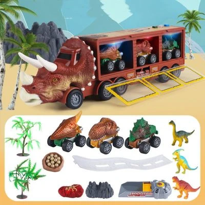 Decome Dino Container Lagerung Auto Modell Beleuchtung Musik Dinosaurier Transport Spielzeug Für Kinder 3 Decome Dino Container Lagerung Auto Modell Beleuchtung Musik Dinosaurier Transport Spielzeug Für Kinder