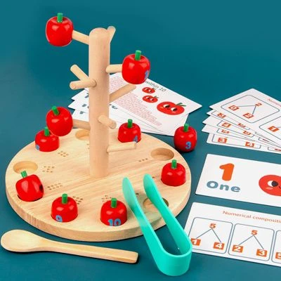 Enbaoxin Lustiges Apfelpflückspiel Kinderfrüherziehung Holzspielzeug 4 Enbaoxin Lustiges Apfelpflückspiel Kinderfrüherziehung Holzspielzeug – Bild 2