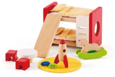HAPE Holz Kinderzimmer Möbel | Detailgetreues Kinderzimmer Puppenhaus Möbelset Inklusive Stockbett, Tisch, Stühle Und Rakete 3 HAPE Holz Kinderzimmer Möbel | Detailgetreues Kinderzimmer Puppenhaus Möbelset Inklusive Stockbett, Tisch, Stühle Und Rakete