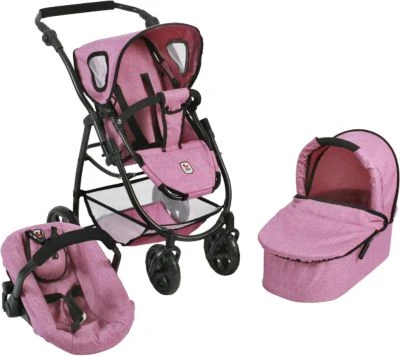 CHIC 2000 Kombi-Puppenwagen 3 In 1 Emotion All In, Jeans Pink 3 CHIC 2000 Kombi-Puppenwagen 3 In 1 Emotion All In, Jeans Pink