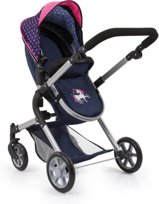 BAYER Puppenwagen City Neo, Blau/pink Mit Einhorn 6 BAYER Puppenwagen City Neo, Blau/pink Mit Einhorn – Bild 4